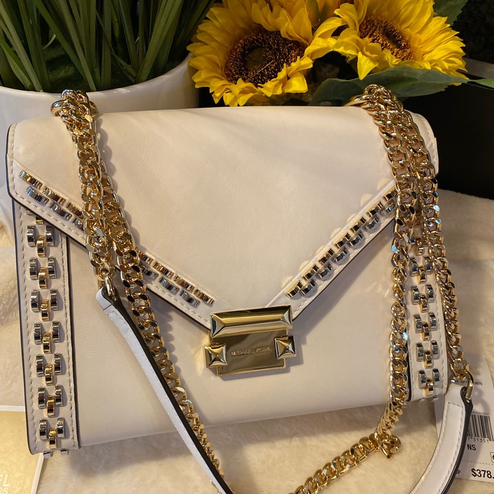 Michael Kors White and Gold Shoulder Bag